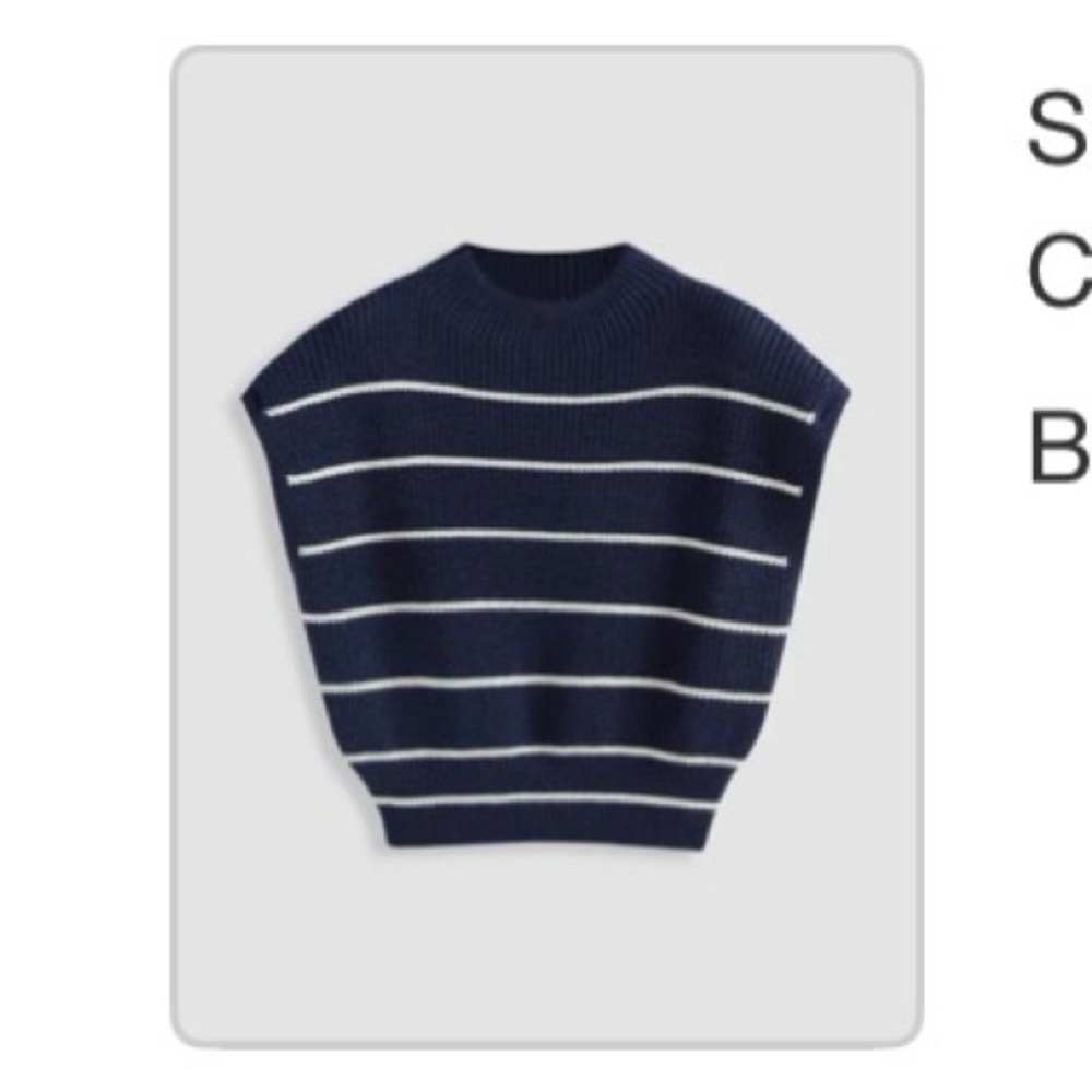 Cider Navy and White Striped Crew Neck Sweater